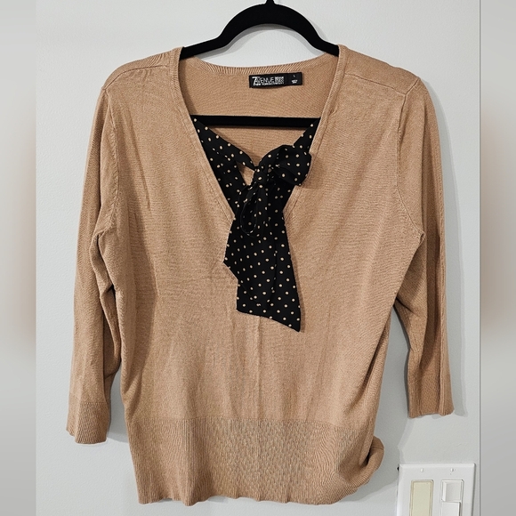 7th Avenue Tie-Neck Layered-Look Sweater - Picture 1 of 5